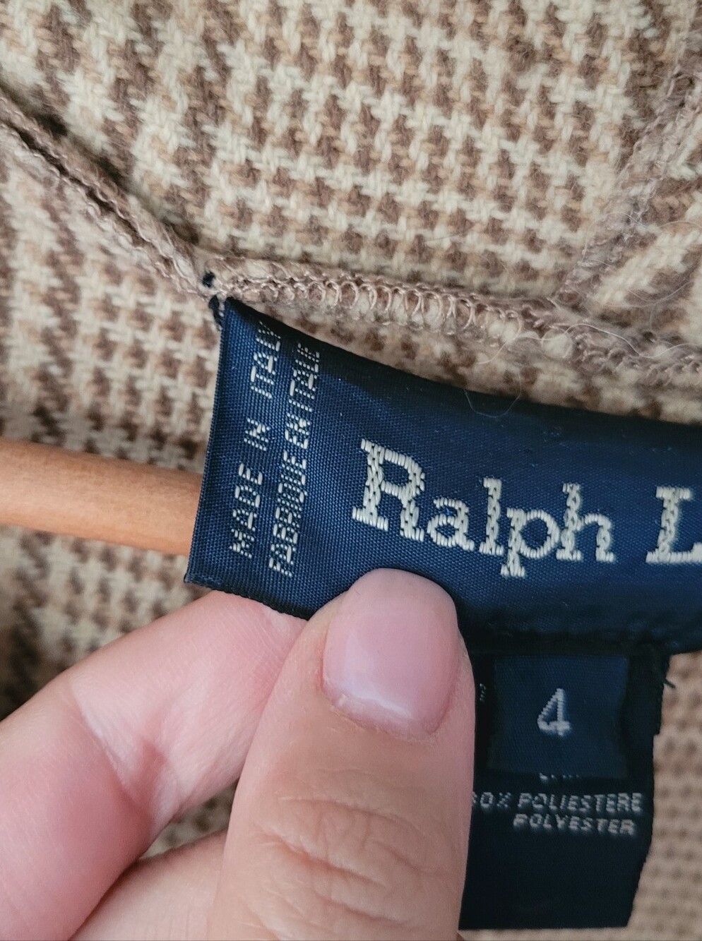 Vintage Ralph Lauren Plaid Wool Duster Coat Hooded Waffle Trench Jacket - Picture 9 of 11